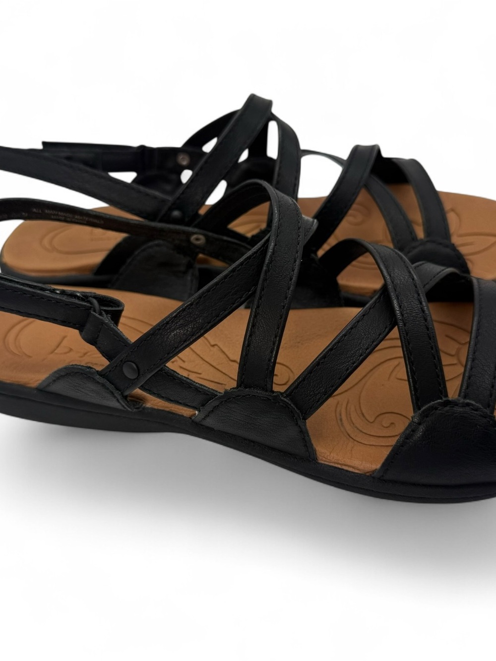 b.o.c. Black Strappy Women's Sandals with Tan Footbed - Picture 3 of 7